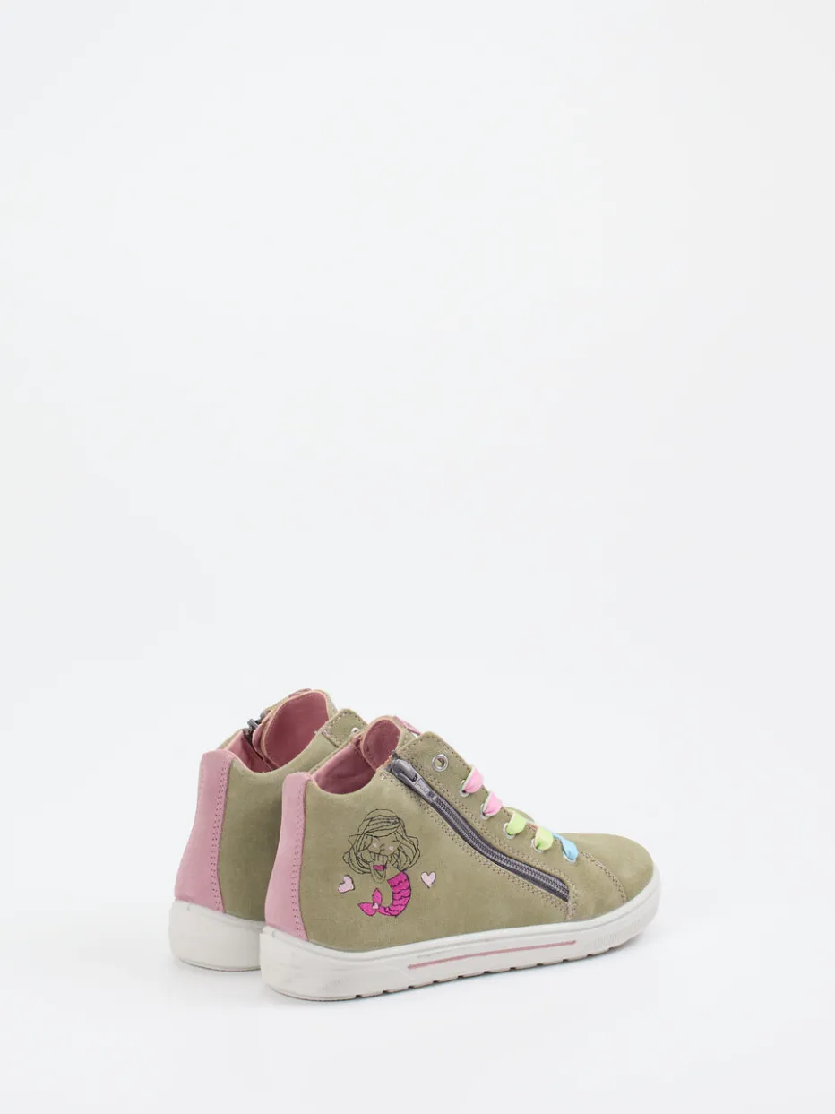 Kinder Ricosta – Mid-Top-Sneaker aus Veloursleder Oliv