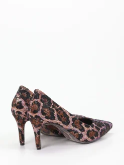 Damen Rise – Pumps aus Textil mit Leoprint-Strassbesatz