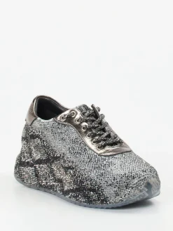 – Sneaker aus Metallic-Textil in grau*Rise Hot