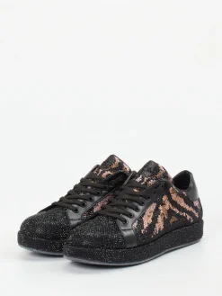 – Sneaker aus Metallic mit Strass und Animal-Print*Rise New