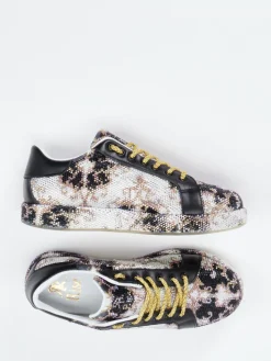 Damen Rise – Sneaker aus Metallicleder mit Strassbesatz