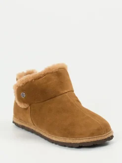 – Hausschuhe aus Veloursleder Cognac*Rohde Hot