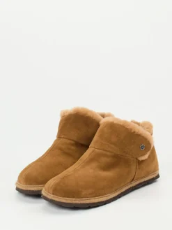 – Hausschuhe aus Veloursleder Cognac*Rohde Hot