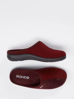 Damen Rohde – Pantoffel aus Textil mit Pailletten Bordeaux