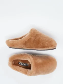 Damen Rohde – Pantoffeln aus Lammfell in Karamell