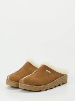 Damen Rohde – Pantoffeln aus Veloursleder cognac