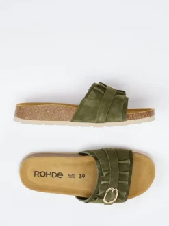 – Pantolette aus Veloursleder oliv*Rohde Outlet