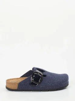 Damen Rohde – Pantoletten aus Filz mit Lackriemen