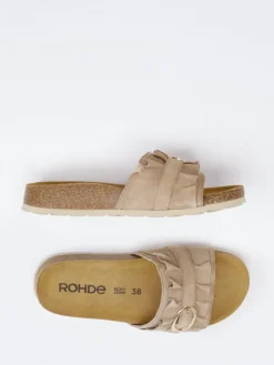 – Pantoletten aus Veloursleder beige*Rohde Outlet