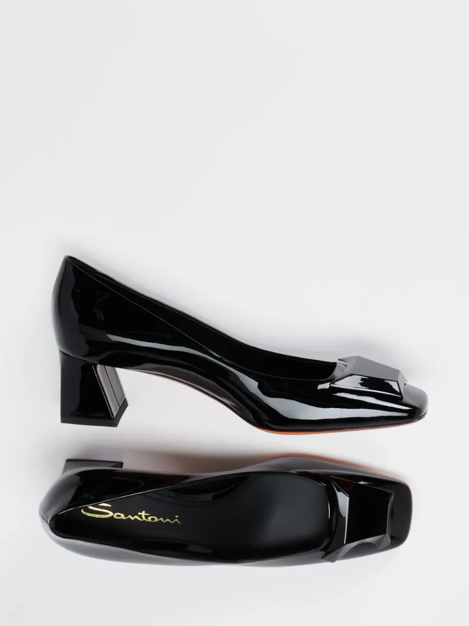 Damen Santoni – Blockabsatz-Pumps aus Lackleder