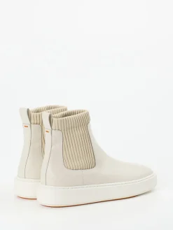 Damen Santoni – Chelsea Stiefelette aus Kalbleder cremeweiß