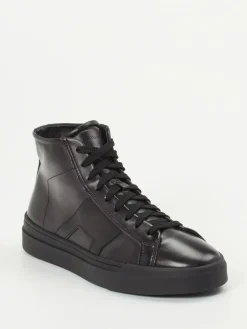 Herren Santoni – High-Top Sneaker aus Kalbleder Schwarz