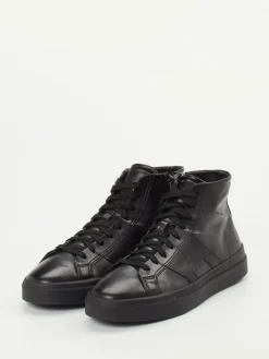 Herren Santoni – High-Top Sneaker aus Kalbleder Schwarz