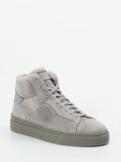 Damen Santoni – High-Top Sneaker aus Veloursleder stein