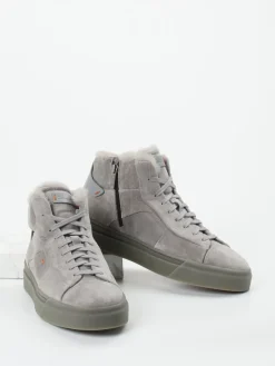 Damen Santoni – High-Top Sneaker aus Veloursleder stein