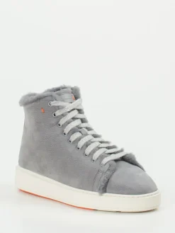 Damen Santoni – High-Top-Sneaker aus Nubukleder hell