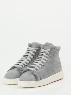Damen Santoni – High-Top-Sneaker aus Nubukleder hell
