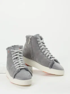 Damen Santoni – High-Top-Sneaker aus Nubukleder hell