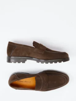 – Loafer aus Veloursleder Dunkel*Santoni Clearance
