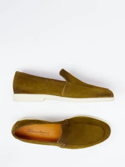 – Loafer aus Veloursleder in Oliv*Santoni New