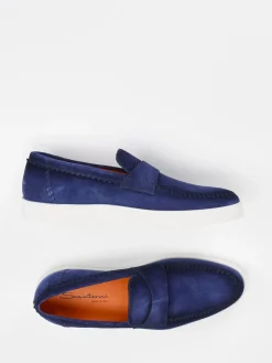 Herren Santoni – Loafer aus Veloursleder in Royal