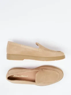 Damen Santoni – Loafer aus Veloursleder Beige