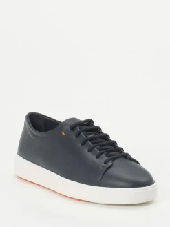 Herren Santoni – Low-Top Sneaker aus Lammleder dunkel