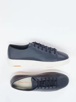 Herren Santoni – Low-Top Sneaker aus Lammleder dunkel