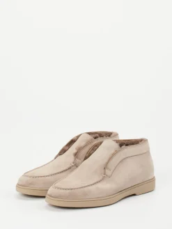 – Mokassin-Stiefelette aus Veloursleder beigegrau*Santoni Outlet