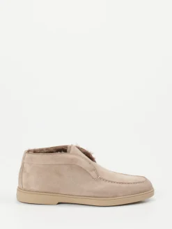 – Mokassin-Stiefelette aus Veloursleder beigegrau*Santoni Outlet