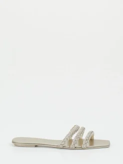 Damen Santoni – Pantolette aus Metallic mit Strassdetails