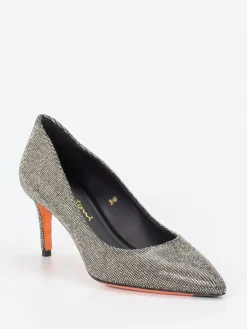 – Pumps aus Metallic-Textil in*Santoni