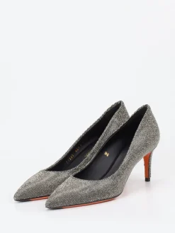 – Pumps aus Metallic-Textil in*Santoni