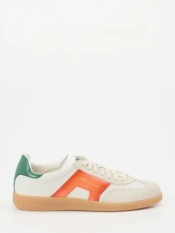 Herren Santoni – Retro-Sneaker aus Kalbleder beige-orange