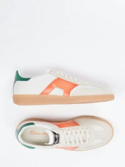 – Retro-Sneaker aus Veloursleder cremeweiß*Santoni New