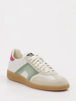 Damen Santoni – Retro-Sneaker aus Velour/Leder creme