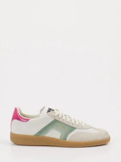 Damen Santoni – Retro-Sneaker aus Velour/Leder creme