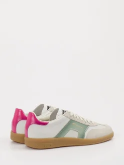 Damen Santoni – Retro-Sneaker aus Velour/Leder creme