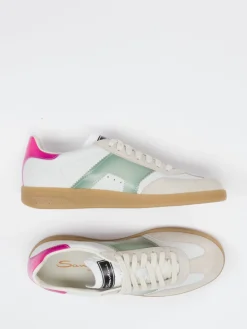 Damen Santoni – Retro-Sneaker aus Velour/Leder creme