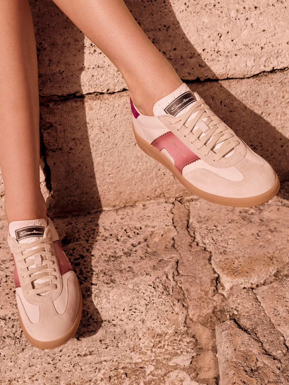 Damen Santoni – Retro-Sneaker aus Veloursleder Beige