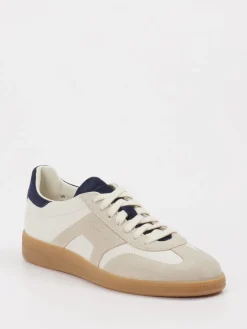 Damen Santoni – Retro-Sneaker aus Leder und Velours Beige