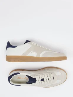 Damen Santoni – Retro-Sneaker aus Leder und Velours Beige