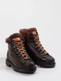 Herren Santoni – Schnürboots aus Kalbleder dunkel