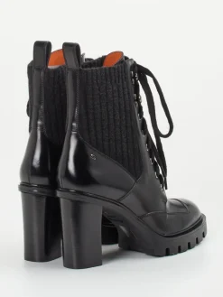 Damen Santoni – Schnürstiefelette aus Hochglanzleder Schwarz