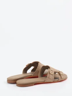 Damen Santoni – Slides aus Kalbleder mit Kontrastsohle