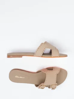 Damen Santoni – Slides aus Kalbleder mit Kontrastsohle