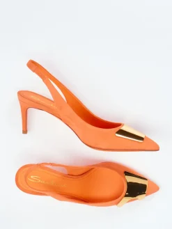 Damen Santoni – Slingback-Pumps aus Veloursleder Koralle