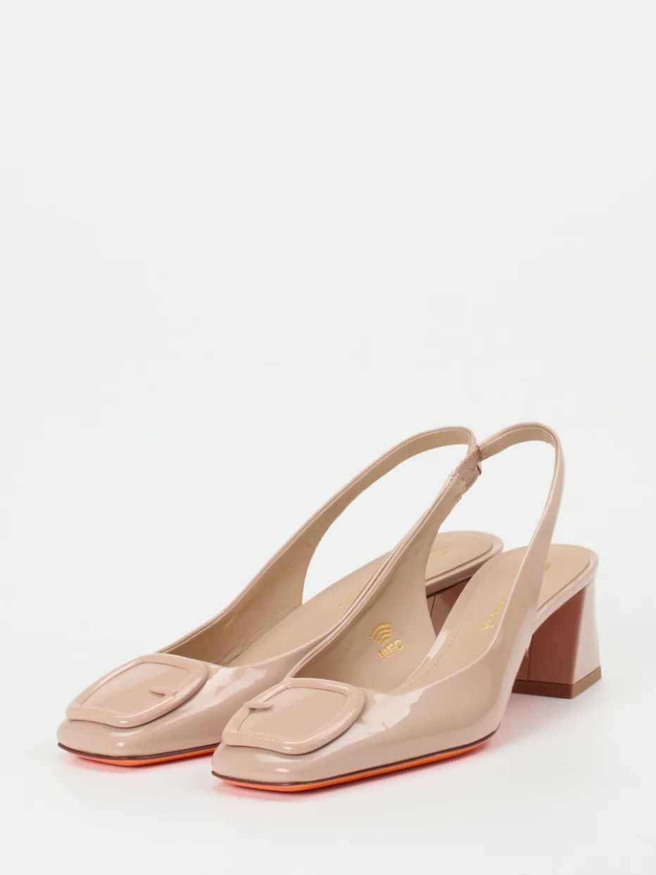 Damen Santoni – Slingpumps aus Lackleder in Rosé-