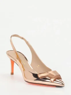 – Slingpumps aus Metallicleder in Roségold*Santoni Sale