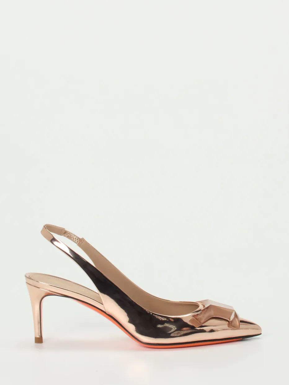 – Slingpumps aus Metallicleder in Roségold*Santoni Sale